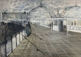 Jacqueline Stanley ARCA HRHA (1928-2022) 'Fishing Off Brighton Pier, 1966' - limited numbered edition pigment print on Hahnemühle German etching paper, unframed measurement 70x90cm - £450