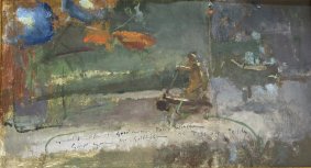 Dedication To Jenny, Christmas, 1993, oil on board, 29x51cm inc. frame - P.O.A