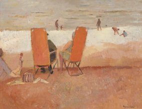 Diana Low (1911-1973) Grandparents on the Beach - limited numbered edition pigment print on Hahnemühle German etching paper, from the Rye Art Gallery Permanent Collection, unframed measurement 50x76cm - £395
