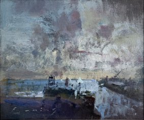 Rye Harbour Entry, 2022, oil, 38x43cm inc.frame - NOW SOLD