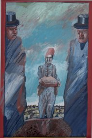 Moroccan Men, 2, Top Hats, 1978, gouache, 24x27cm inc. frame - £800