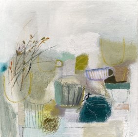 Table Collection 2, 50x50cm, (unframed size) mixed media and collage on canvas - £795